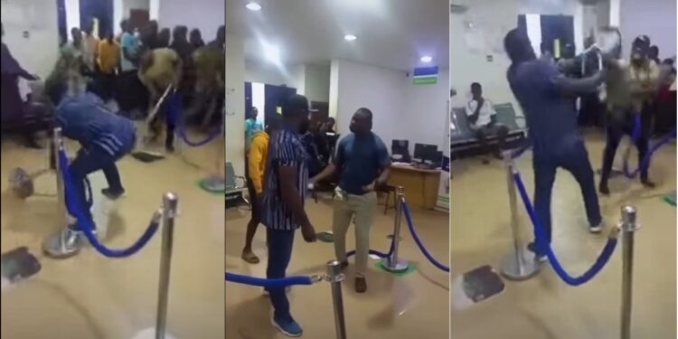 Frustrated Nigerians exchange blows inside banking hall as Naira scarcity persists (video)