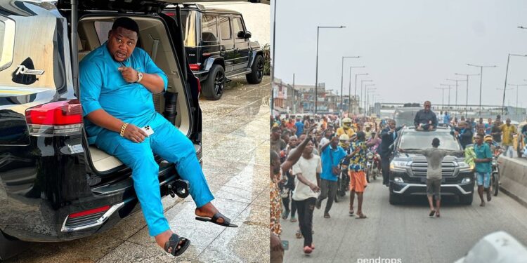 “Find him he must be made a millionaire” – Cubana Chiefpriest makes vow to teenager standing in front of Peter Obi’s convoy