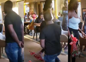 Drama as Nigerian lady embarrasses lover who proposed to her in public (Video)