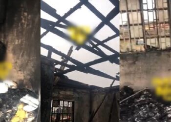 “Everything is gone” – Lady devastated after returning from the market to meet her apartment burnt to the ground (Video)