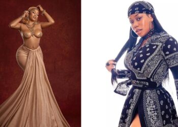 Toyin Lawani poses topless ahead of her birthday