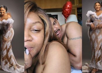 Omolade Jalade and husband celebrate