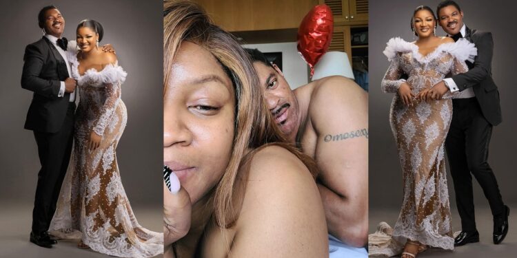 Omolade Jalade and husband celebrate
