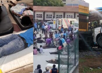 Video of victims of the Train/Bus accident being laid on the floor outside LASUTH (Watch)