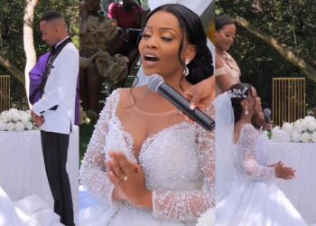 “I shall be a submissive wife” – Bride kneels to reaffirm her vows to her husband (Video)