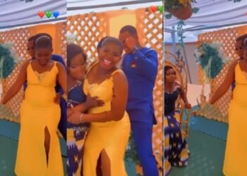 Bride walks out as lady refuses to stop whining waist on her husband at wedding (Video)