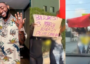 Davido’s fans storm Lagos street to protest over his prolonged absence from social media (Video)