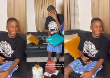 Emotional moment a lady paid her boyfriend a suprise visit for his Birthday. (VIDEO)