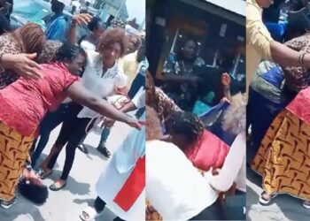 Lady goes into labor while queuing for cash at bank in Port Harcourt (Video)