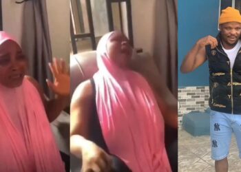 Skit maker Ijoba Lande’s wife cries uncontrollably as she denies frustrating him out of their home (video)