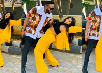 “Na person husband you dey follow play like this” – Fans drag Uju Okoli over goofy photos with Frederick Leonard, she reacts