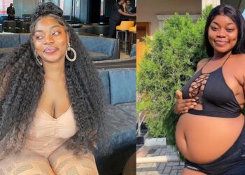 “Belle don enter” – Skit maker, Ashmusy says as she teases fans with baby bump photo