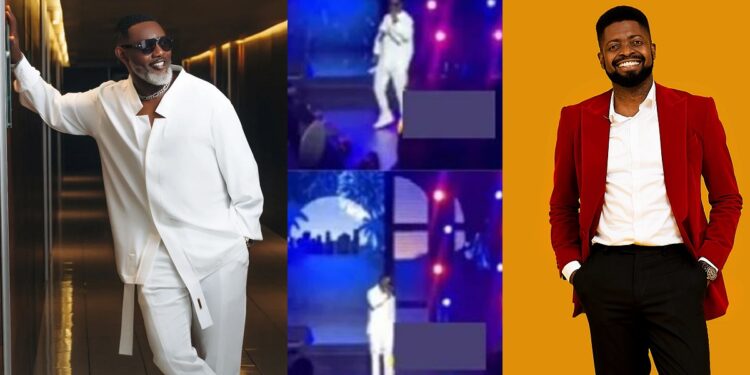 “You are my guy” – Comedian AY tells colleague Basketmouth as he dedicates song to him at his show (Video)