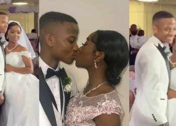 Mixed reactions as video of 21-year-old couple at their wedding trends (Watch)