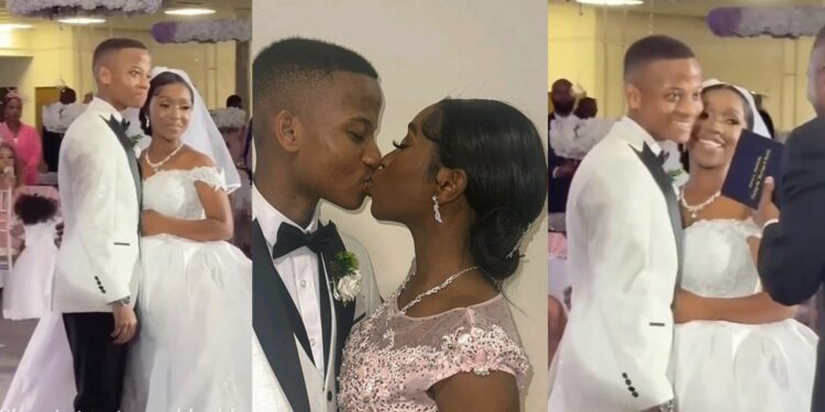 Mixed reactions as video of 21-year-old couple at their wedding trends (Watch)