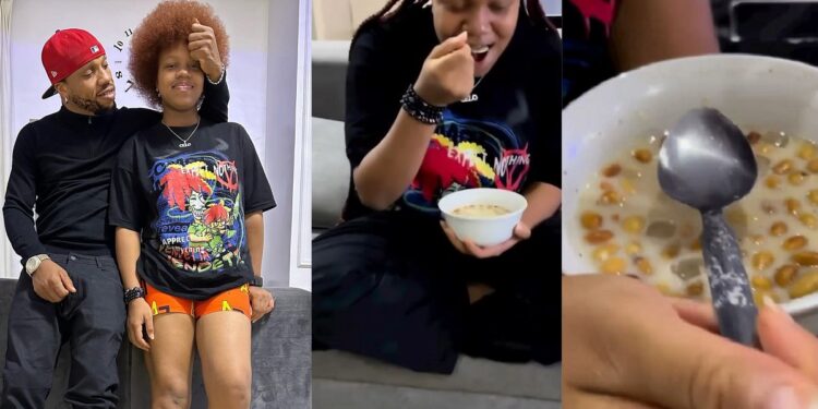“I’m so disappointed, what will Jay-Z say?” – Actor, Charles Okocha laments bitterly as he spots his daughter drinking garri (Video)