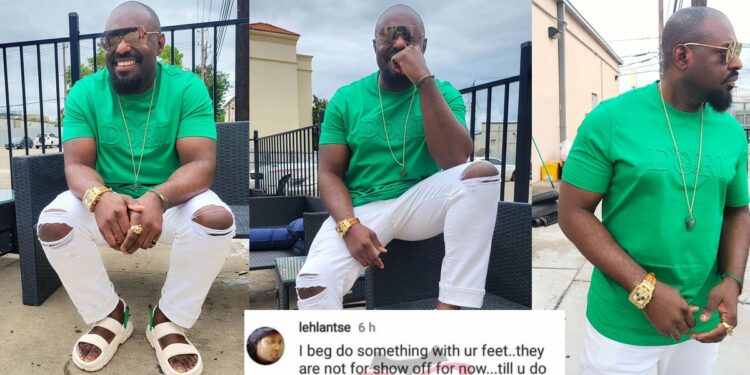 “Remove yourself from public space” – Actor, Jim Iyke fires back at troll who made vile comment about his feet