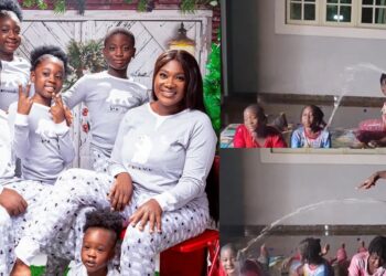 “Sons are always mummy’s boys” – Fans gush over Mercy Johnson’s son’s action during family game (WATCH)