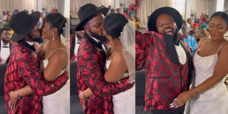 “Why is Mercy’s face like that?” – Reactions trail video of Mercy Eke and Nedu Wazobia sharing a kiss
