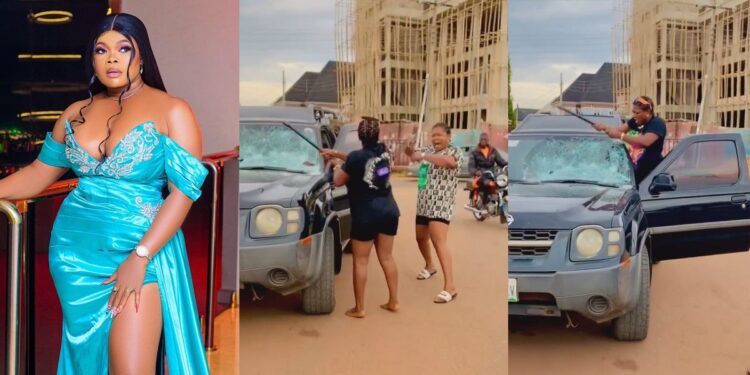 “I am in total shock” – Actress, Ruby Ojiakor cries out as colleague smashes her windscreen in rage (Video)