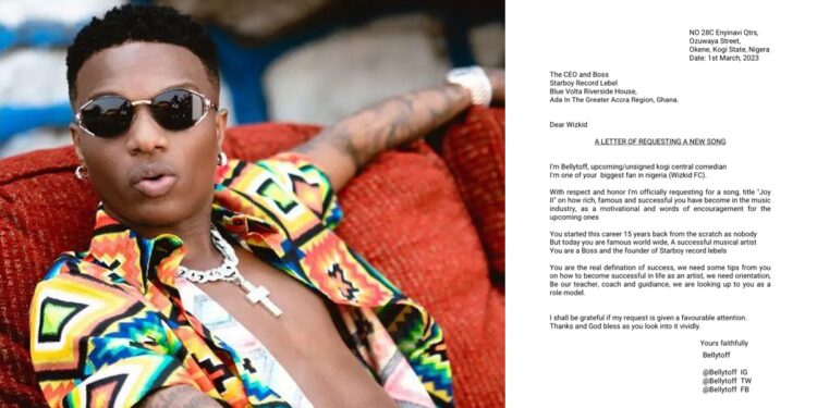Fan writes letter to Wizkid to request a special song