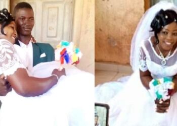 “Thank God for giving me a good wife” – Nigerian man gushes as he weds woman he met on Facebook