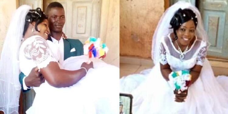 “Thank God for giving me a good wife” – Nigerian man gushes as he weds woman he met on Facebook
