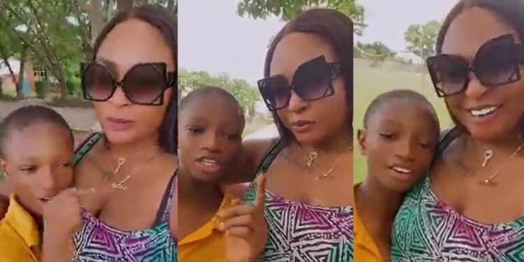 “What have you been hearing about me?” – Blessing Okoro asks son as she pays him a visit in school after release from police custody (Video)