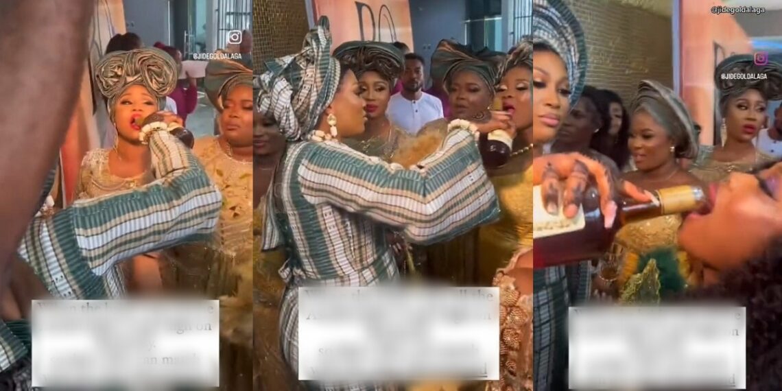 Nigerian bride feeds her aso-ebi girls strong drinks to get them to