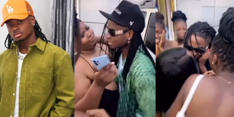 “Don’t kiss me oo” – Singer, Lil Kesh warns female fans desperate to hug him in a queue (Video)