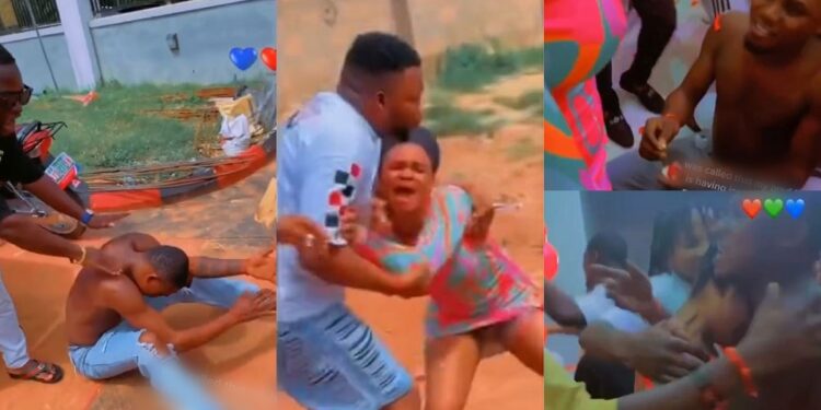 Man fakes being assaulted by his friends to propose to his girlfriend (video)