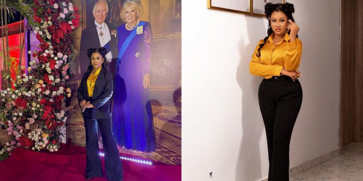 “Oversabi Nigerians” – Netizens reacts as Phyna turns up at coronation of King Charles lll of England in Lagos