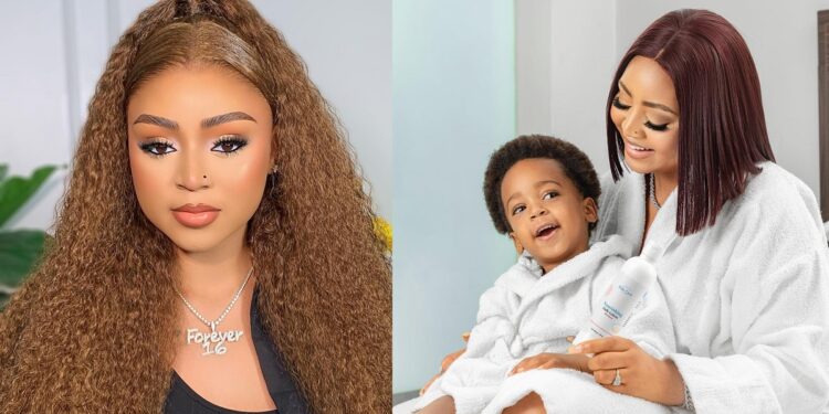 “I love daddy more” – Regina Daniels son, Munir, boldly tells mother (Video)