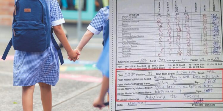 “Always playing with boys in the bush, advised to marry” – Mother shares daughter’s result slip and remarks from teacher