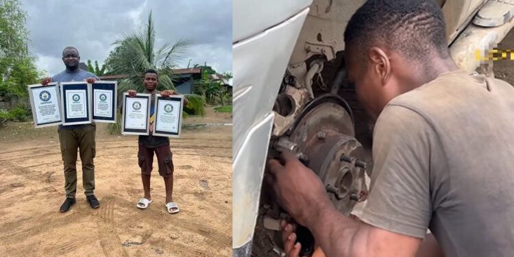 16-year-old Nigerian boy with 5 certificates from Guinness World Records now a mechanic apprentice