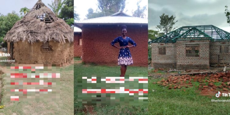 Lady pulls down parents mud house, builds them an apartment years after working as a maid