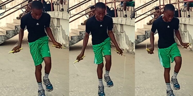 Nigerian boy makes history as he sets new Guinness World Record for skipping 153 times in 30 seconds on one foot (Video)