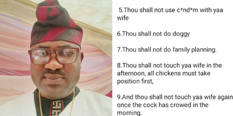 “Thou shall not do family planning, give head or use condom” – Benue security expert lists 10 commandments for men in his community