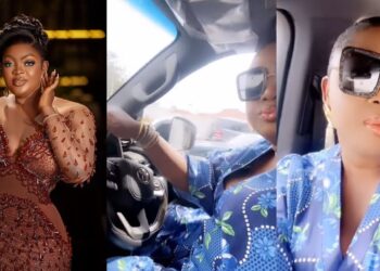Netizens reacts as actress, Eniola Badmus flaunts ‘tear rubber’ automobile (Video)