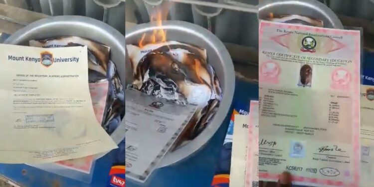 Kenyan man burns