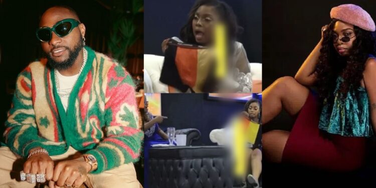 “I carried a souvenir” – Kenyan video vixen proudly claims on live TV that Davido has sləpt with her; shows boxers as proof (Video)