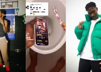 Seyi Vibez’ fan drops his phone down the toilet because it played Zinoleesky’s song (video)