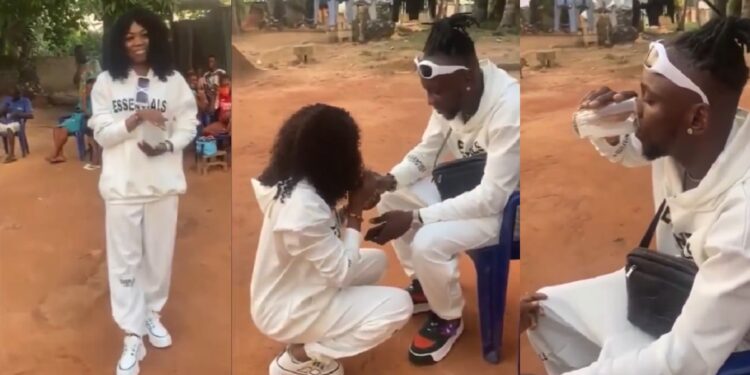 “Na interhouse sports dem dey do?” – Reactions as couple turn up for their traditional wedding ceremony in sports outfit