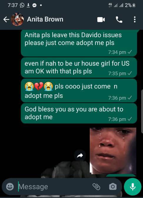 357599122 285092887369117 7884142704520577040 n “Come and adopt me pls” – Nigerian lady begs Anita, Davido’s alleged pregnant side chick