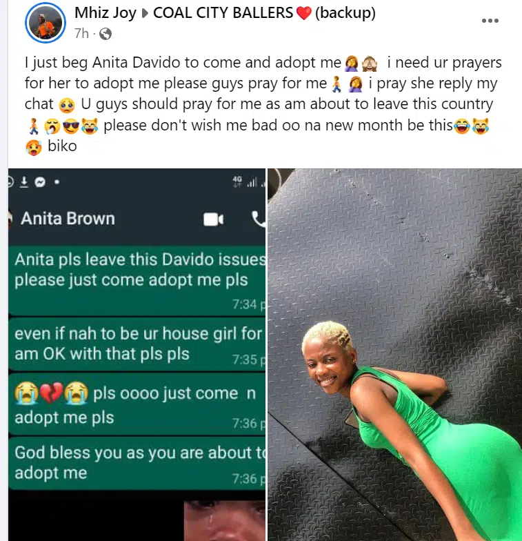 JOY.png “Come and adopt me pls” – Nigerian lady begs Anita, Davido’s alleged pregnant side chick