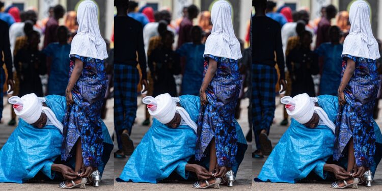 Trending photo of a father helping his daughter with her shoes during Eid celebration in Ilorin