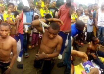 Young man nabbed in Abia after he allegedly broke into provision store through the ceiling and made away with goods