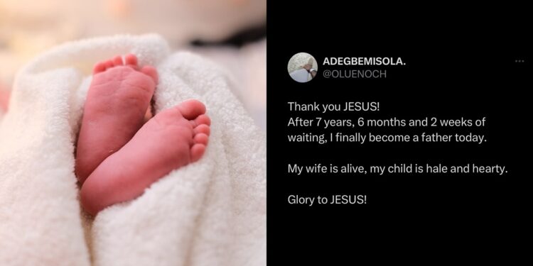 Man overjoyed as he and wife welcome child after 7 years and 6 months of waiting