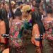 “Are halls that expensive?” – Reactions as bride defies flood to dance with her girls at her wedding (Video)