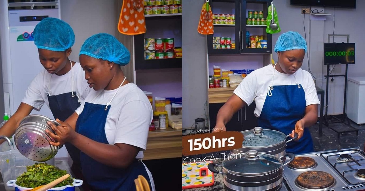 Ondo lady, Chef Deo crosses 14-hour mark, aims to break Hilda Baci's record  - YabaLeftOnline